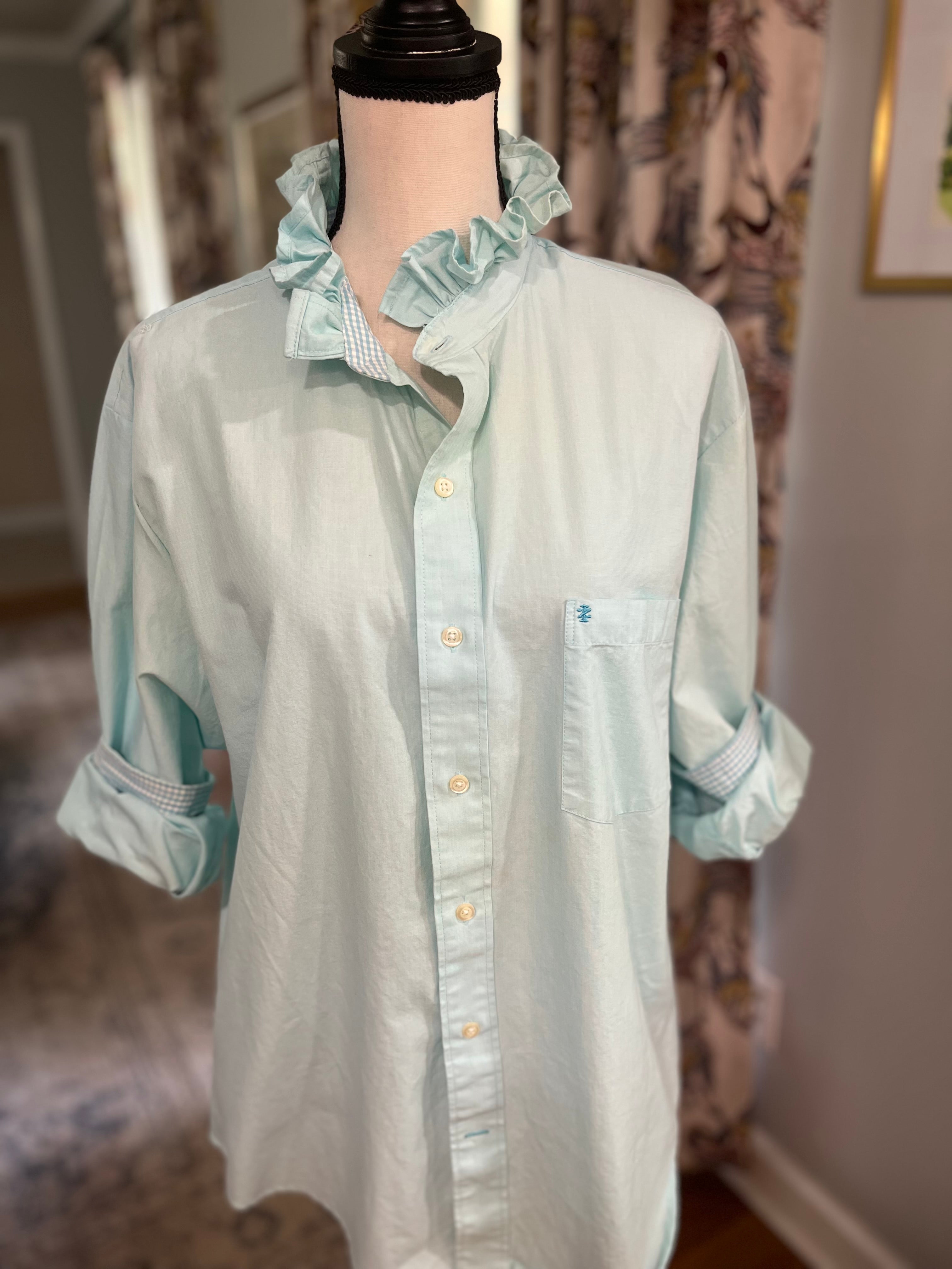 Seafoam Green button down with Cuff  XL