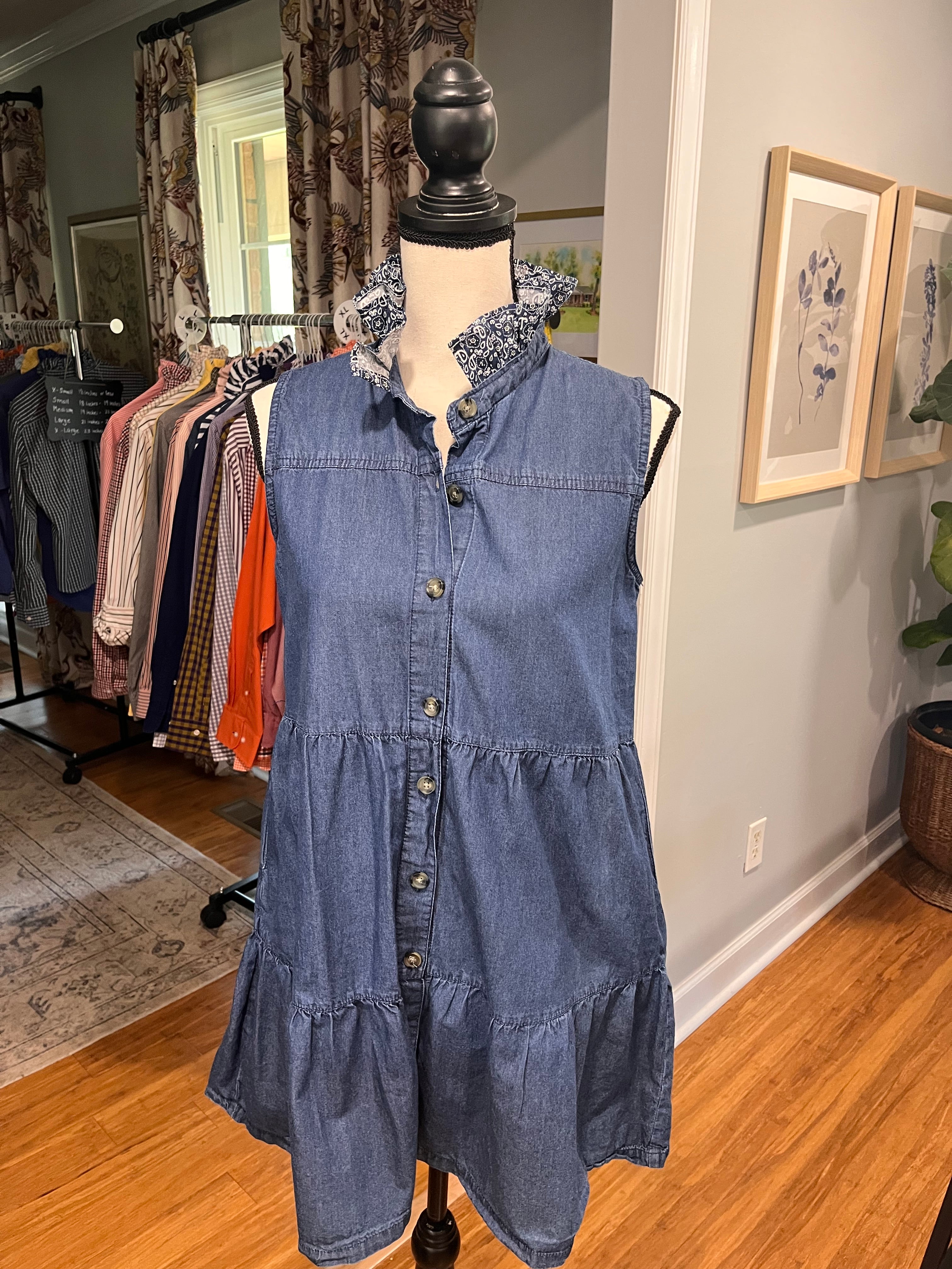 Sleeveless Denim Dress - Large