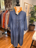 Denim Dress with Orange dot Collar- XL