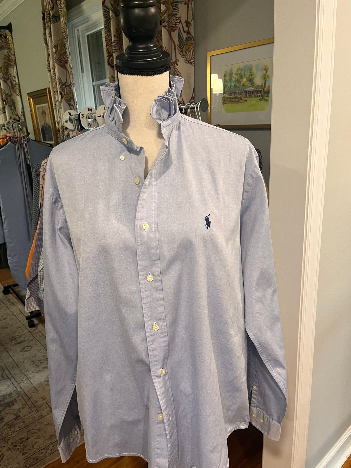 RL Blue dress Shirt with Navy pony- XL
